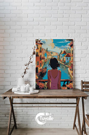 Nehir Kıyısında Hayaller Sayılarla Boyama Seti, Hobi Seti, 40X50 Tablo, Fırça Boya, Numaralı Tuval