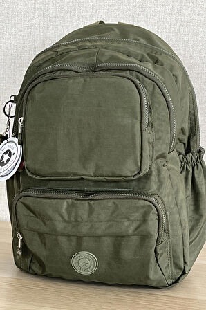Nemo Group Unisex Haki Sırt Çantası Okul Çantası Laptop ve Seyahat Çantası Su Geçirmez Spor Çantası 40x30x15cm