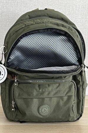 Nemo Group Unisex Haki Sırt Çantası Okul Çantası Laptop ve Seyahat Çantası Su Geçirmez Spor Çantası 40x30x15cm