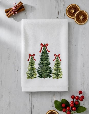🎄yılbaşı Temalı Nakışlı Noel Ağaçları El & Yüz Havlusu