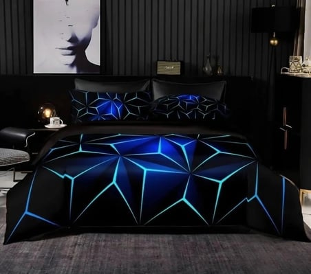 Özel Tasarım Marka Çift Kişilik Nevresim Takımı Organik Saten Pamuk Luxury Premium Kumaş 240*260 Cm Ranforce Dokuma Deluxe neon seri parlak prizma geometrik altın siyah kırmızı