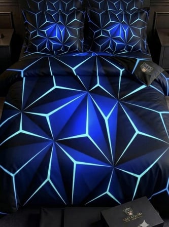 Özel Tasarım Marka Çift Kişilik Nevresim Takımı Organik Saten Pamuk Luxury Premium Kumaş 240*260 Cm Ranforce Dokuma Deluxe neon seri parlak prizma geometrik altın siyah kırmızı