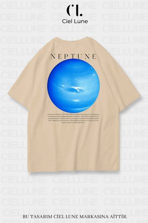 unisex kadın erkek neptün baskılı özel tasarım oversize t-shirt