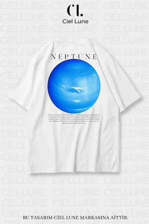 unisex kadın erkek neptün baskılı özel tasarım oversize t-shirt