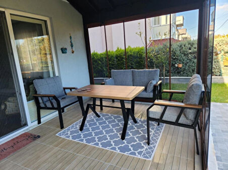 Nergiz 2 1 1 Masa Bahçe Balkon Mobilyası,Kayrak Gri