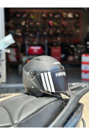 Güneş Vizörlü Mat Siyah Açık Kask