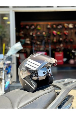 Güneş Vizörlü Mat Siyah Açık Kask