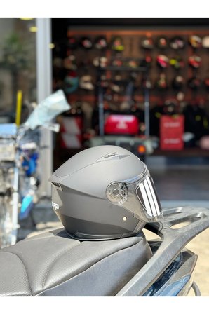 Güneş Vizörlü Mat Siyah Açık Kask
