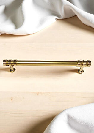 Nesli Alüminyum Metal Lüks Modern Mobilya Çekmece Mutfak Dolabı Kulpu Altın 128mm (5 Adet)