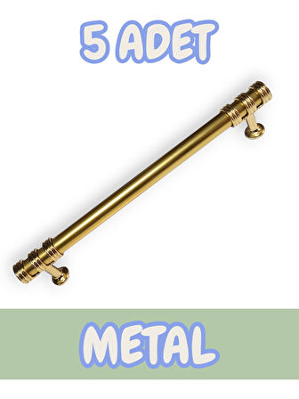 Nesli Alüminyum Metal Lüks Modern Mobilya Çekmece Mutfak Dolabı Kulpu Altın 224mm (5 Adet)
