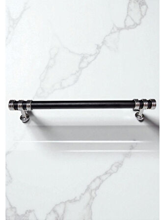 Nesli Alüminyum Metal Lüks Modern Mobilya Çekmece Mutfak Dolabı Kulpu Siyah-Krom 160mm