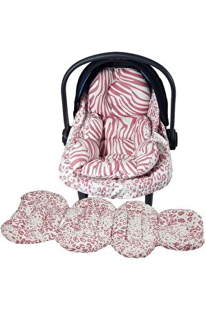 Babynest Puset Içi Set Araba Minderi Emzirme Örtüsü Ve Minderi Beşik Içi Nevresim Takımı 15 Li Set Kırmızı Zebra