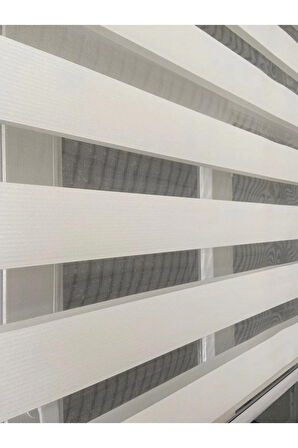 Ithal Beyaz Bambu Zebra Stor Perde Eteği Düz (alüminyum Kasa Metal Ayak