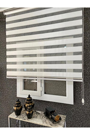 Ithal Beyaz Bambu Zebra Stor Perde Eteği Düz (alüminyum Kasa Metal Ayak