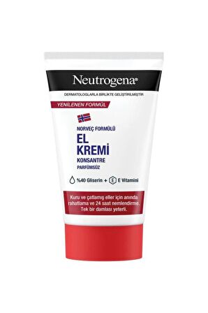 Neutrogena Konsantre Formül Nemlendirici Parfümsüz El Kremi 50 Ml 6 Adet