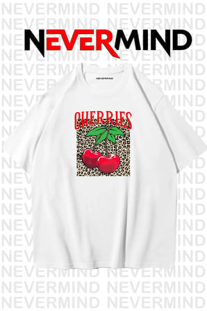 Unisex Cherries Baskılı Oversize Tshirt