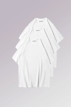Nevermind Unisex Beyaz %100 Pamuklu 3’lü Tişört Paketi