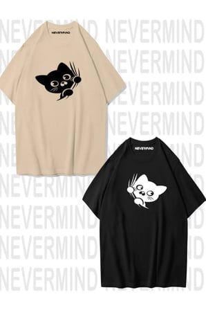 Nevermind Sevimli Cat Temalı Unisex Çift Tişörtü
