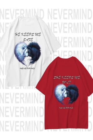 nevermind he keeps me safe / she keeps me wild unisex çift tişörtü 2'li