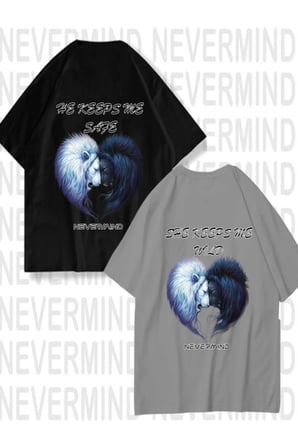 nevermind he keeps me safe / she keeps me wild unisex çift tişörtü 2'li