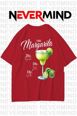 The Margarita Baskılı Oversize Tişört - %100 Pamuk Unisex