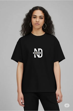 Nevermind Oversize Tişört Kadın "NEVERMIND" Baskılı Geniş Kalıp Tişört Unisex