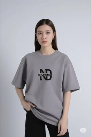 Oversize Tişört Kadın | "NEVERMIND" Baskılı Geniş Kalıp T-Shirt Unisex