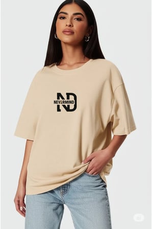Nevermind Oversize Tişört Kadın "NEVERMIND" Baskılı Geniş Kalıp Tişört Unisex