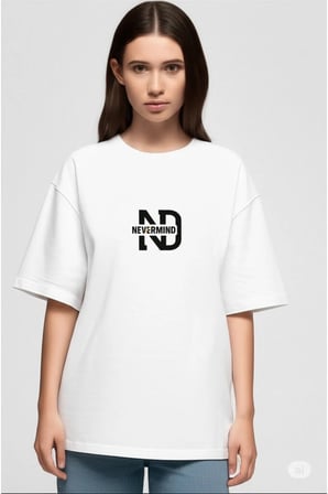 Nevermind Oversize Tişört Kadın "NEVERMIND" Baskılı Geniş Kalıp Tişört Unisex