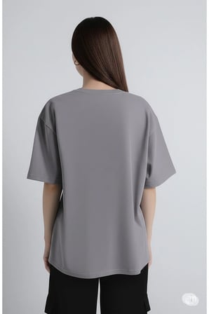 Nevermind Oversize Tişört Kadın Sol Alt "NEVERMIND" Baskılı Geniş Kalıp Tişört Unisex