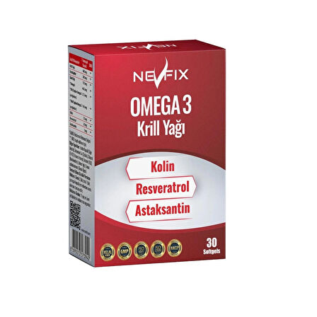 Nevfix Krill Oil Omega Resveratrol Astaksantin 30 Softgels