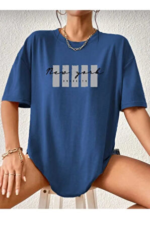 malkoçbey newyork broklıyn baskılı overisze unisex basic t-şhirt