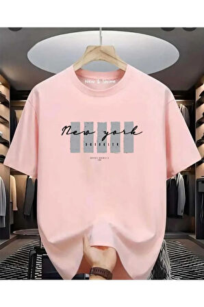 malkoçbey newyork broklıyn baskılı overisze unisex basic t-şhirt