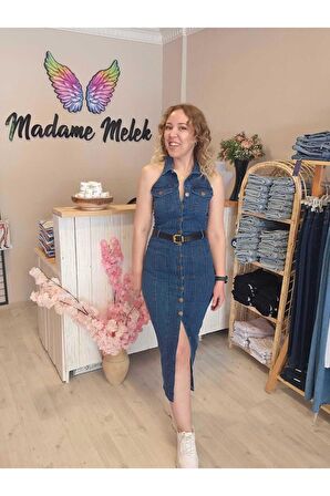 Kot Elbise Denim Likralı Sırt Dırapeli