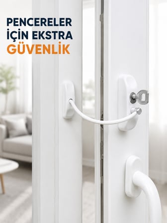 Anahtarlı Pencere Güvenlik Aparatı Esnek Kablolu Pencere Açılma Sınırlayıcı Kilit