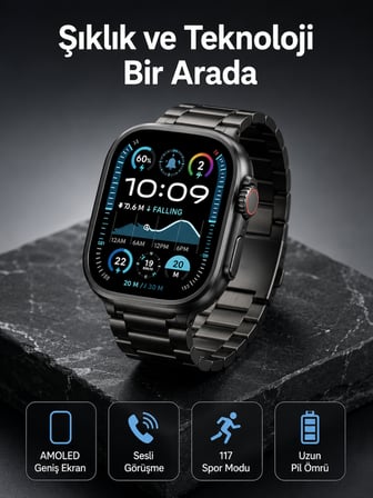 Akıllı Saat 3 Kordonlu Waterproof Adımsayar, Titreşim ve GPS Özelliği
