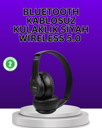 Bluetooth 5.0 Kablosuz Kulak Üstü Kulaklık | Stereo Ses ve Katlanabilir Tasarım
