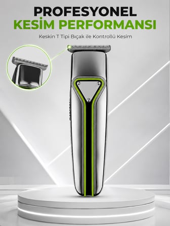 Şarjlı Saç Sakal Tıraş Makinesi T Başlıklı 1 2 3 mm Taraklı Kablolu ve Kablosuz Kullanım