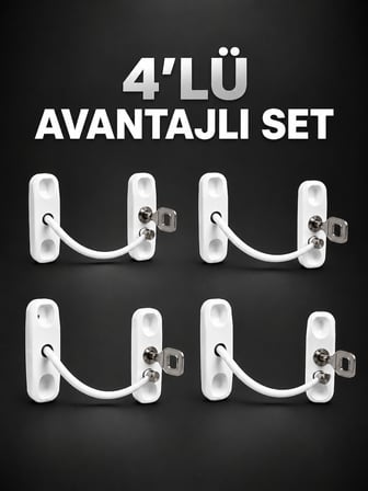 Pencere Güvenlik Kilidi Anahtarlı Çocuk Emniyet Kilidi 4’lü Set