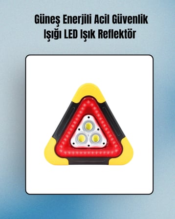 Solar Şarjlı Üçgen LED Park ve İkaz Lambası