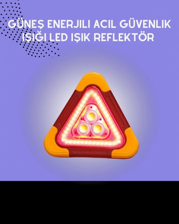 Solar Şarjlı Üçgen LED Park ve İkaz Lambası
