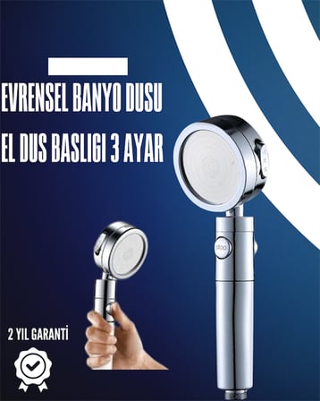 Paslanmaz Çelik Çok Fonksiyonlu El Duş Başlığı – 3 Modlu Püskürtme Seçeneği