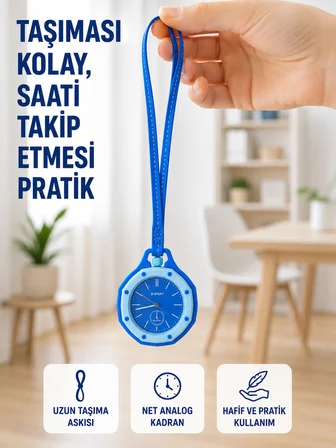 Askılı Analog Çanta Charmı Taşınabilir Saat ve Çanta Aksesuarı Mavi