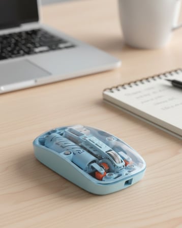 Bluetooth 5.2 ve 2.4G USB Kablosuz Mouse Pilli Mavi Tasarım
