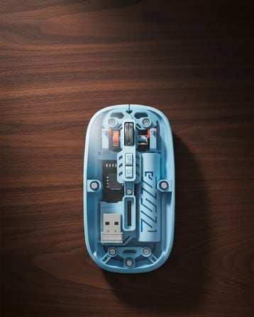 Bluetooth 5.2 ve 2.4G USB Kablosuz Mouse Pilli Mavi Tasarım