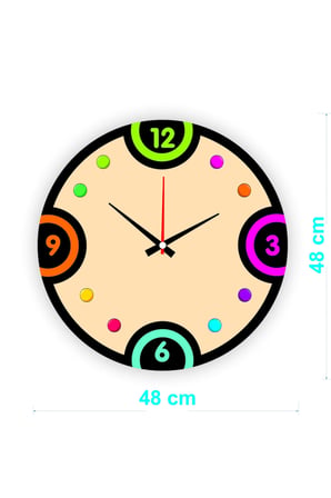 Çocuk Odası Duvar Saati / Rengarenk Saat Temalı Duvar Saati / Uv Baskılı / 48 Cm