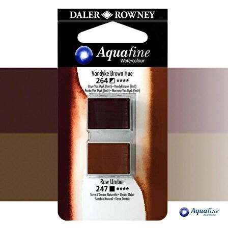 Daler Rowney Aquafine 2li Sulu Boya Tableti 264 Vandyke Brown Hue - 247 Raw Umber