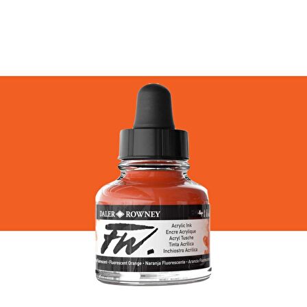 Daler Rowney FW Acrylic Artist Ink 29.5ml Fluorescent Orange 653