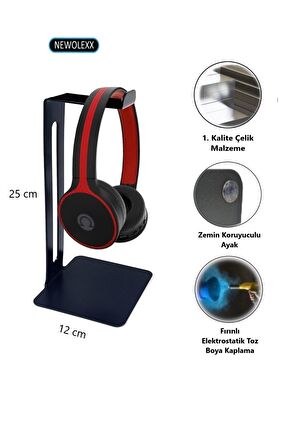 Profesyonel Metal Oyuncu Kulaklık Standı Kulaklık Askısı Headset Stand Siyah