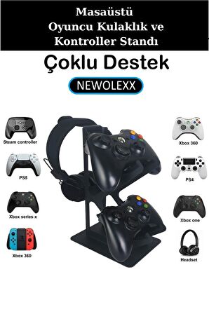 Metal Gaming Ps4 Ps5 Xbox Joystick Controller Tutucu Ve Kulaklık Dikey Standı